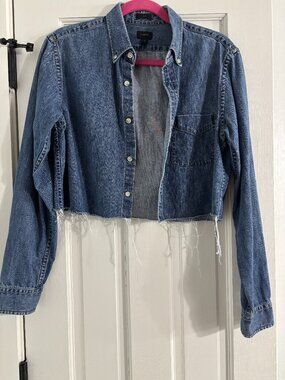 J. Crew Cropped Denim Button Shirt - Size Medium